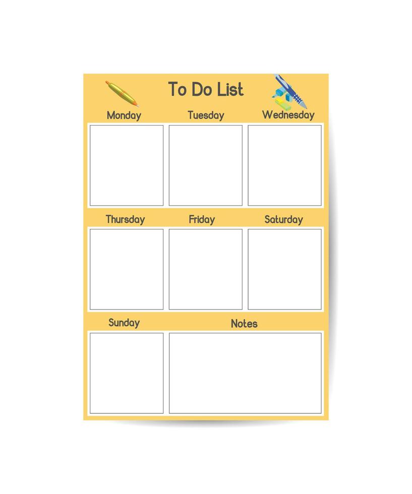 Sjablonen voor aantekeningen naar Doen lijst. organisator en schema met plaats voor aantekeningen en doelen. vector. vector