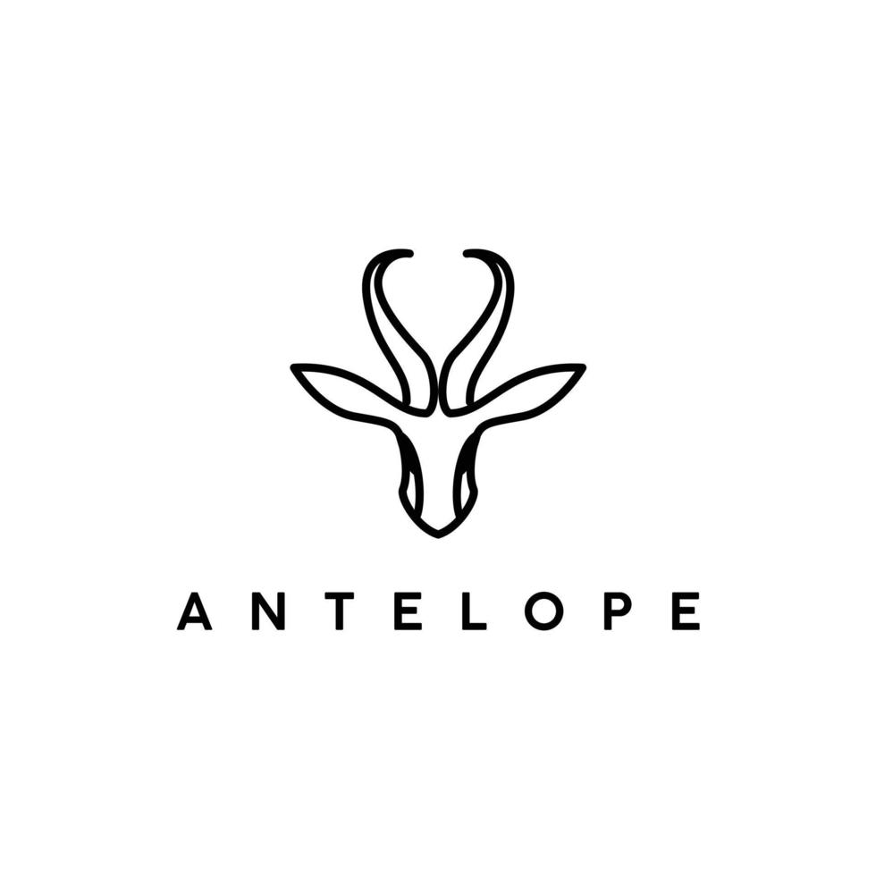 antilope hoofd schets lijn kunst logo vector