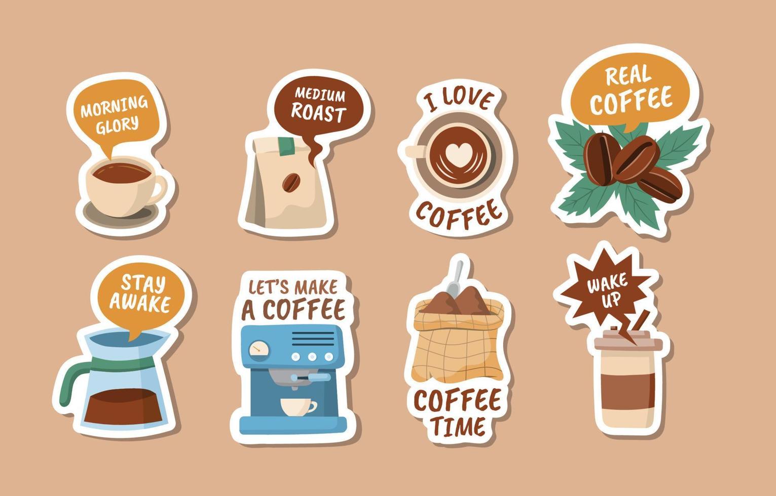 koffie sticker logboek verzameling vector