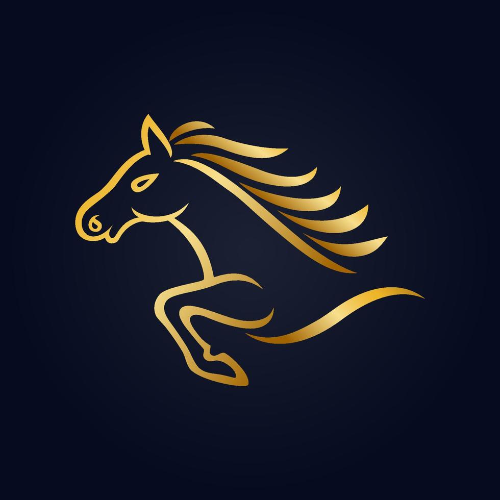 mascotte paard gouden Aan zwart achtergrond vector