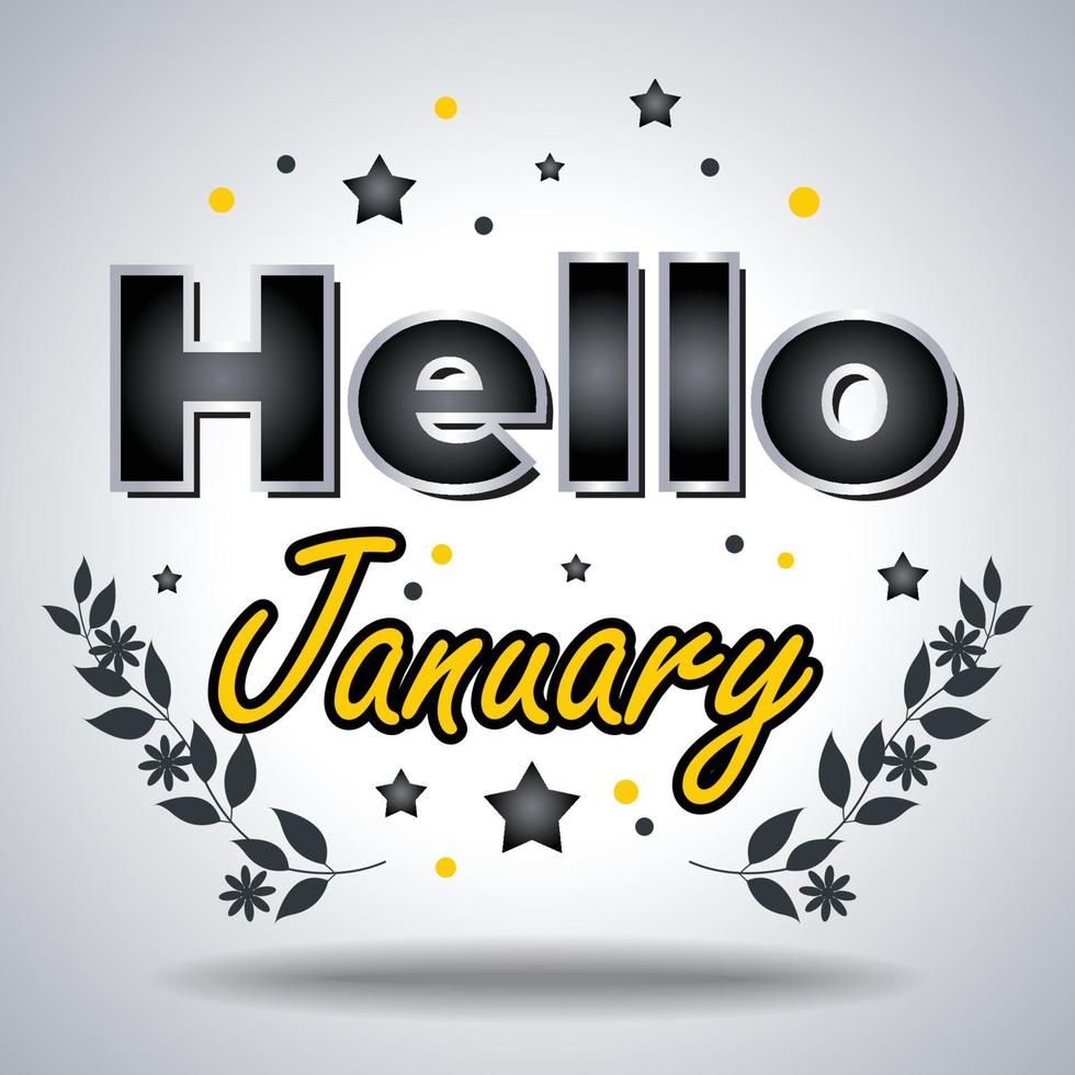 Hallo januari. ontwerp voor kaarten, banier, poster vector