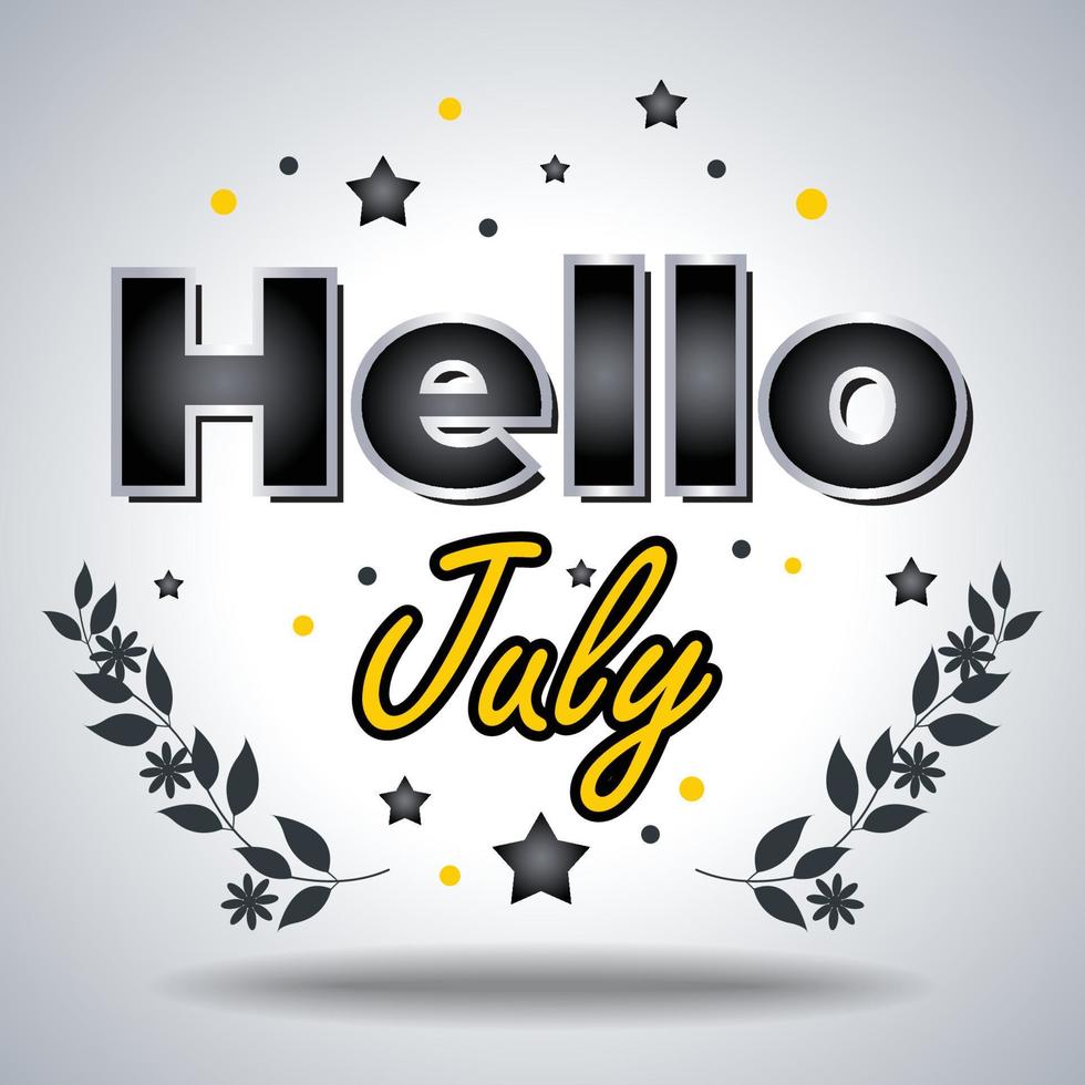 Hallo juli. ontwerp voor kaarten, banier, poster vector