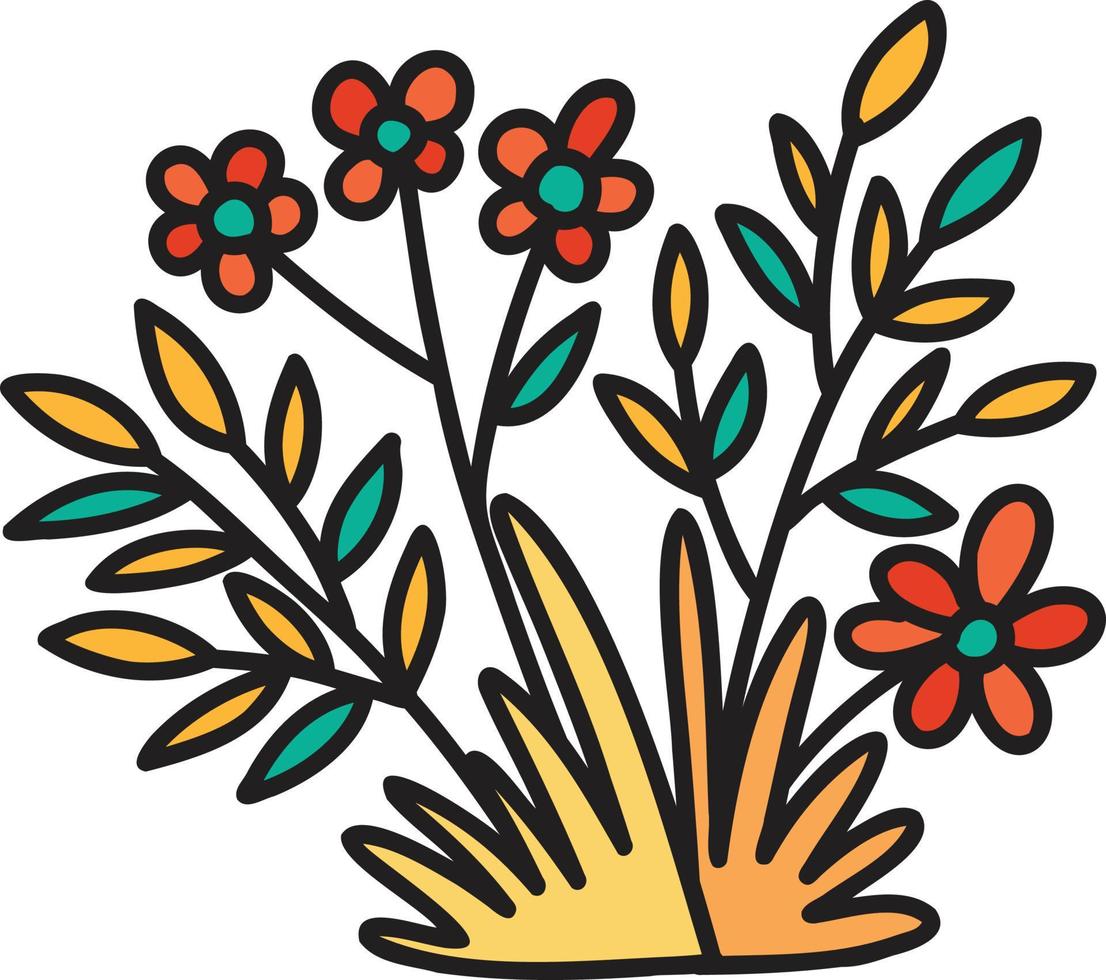 hand- getrokken schattig bloem struik illustratie vector