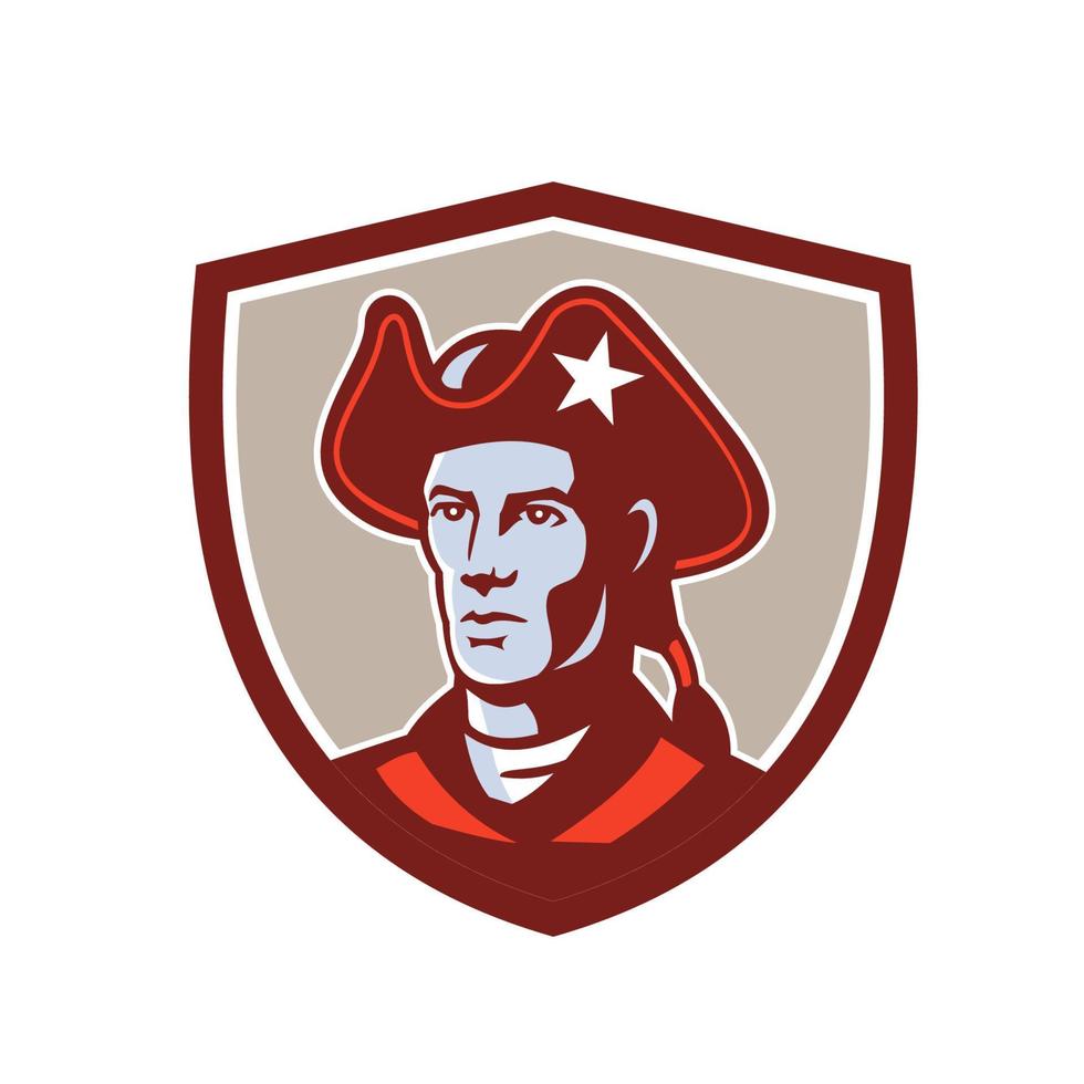 Amerikaans patriot minuteman hoofd kam retro vector