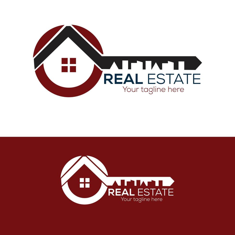 huis en sleutel echt landgoed logo ontwerp vector