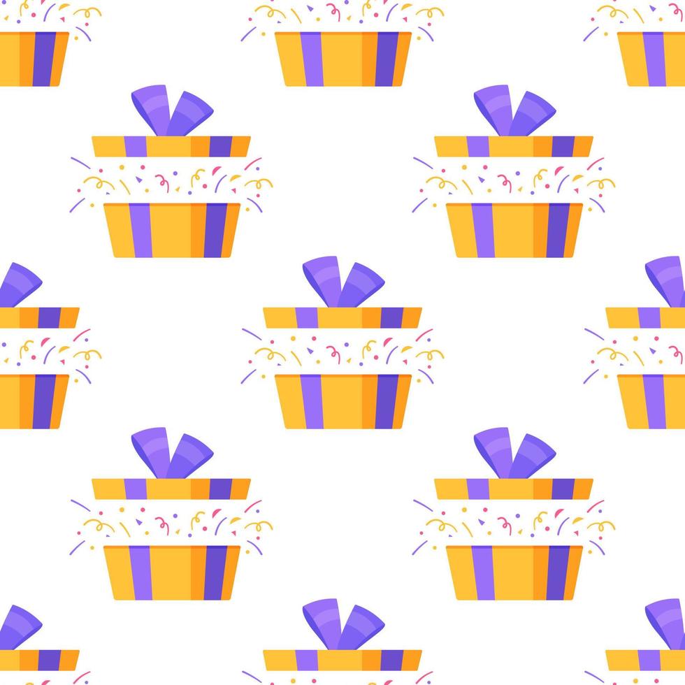 vector illustratie van doos confetti patroon. geschenk omhulsel papier. naadloos tekening van cadeaus voor de nieuw jaar.