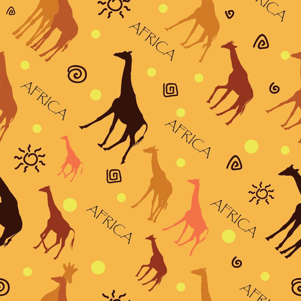 naadloos patroon met giraffen Aan geel achtergrond vector