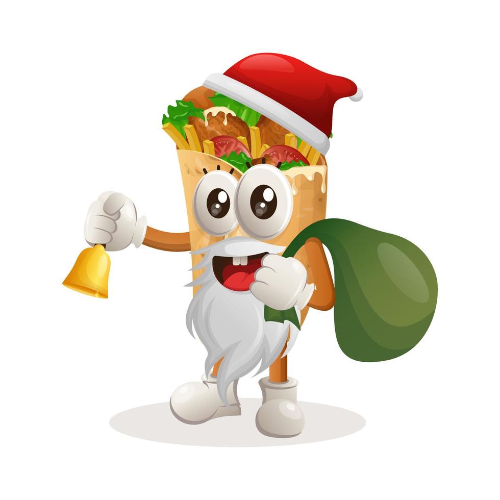 schattig burrito mascotte de kerstman claus Kerstmis vector