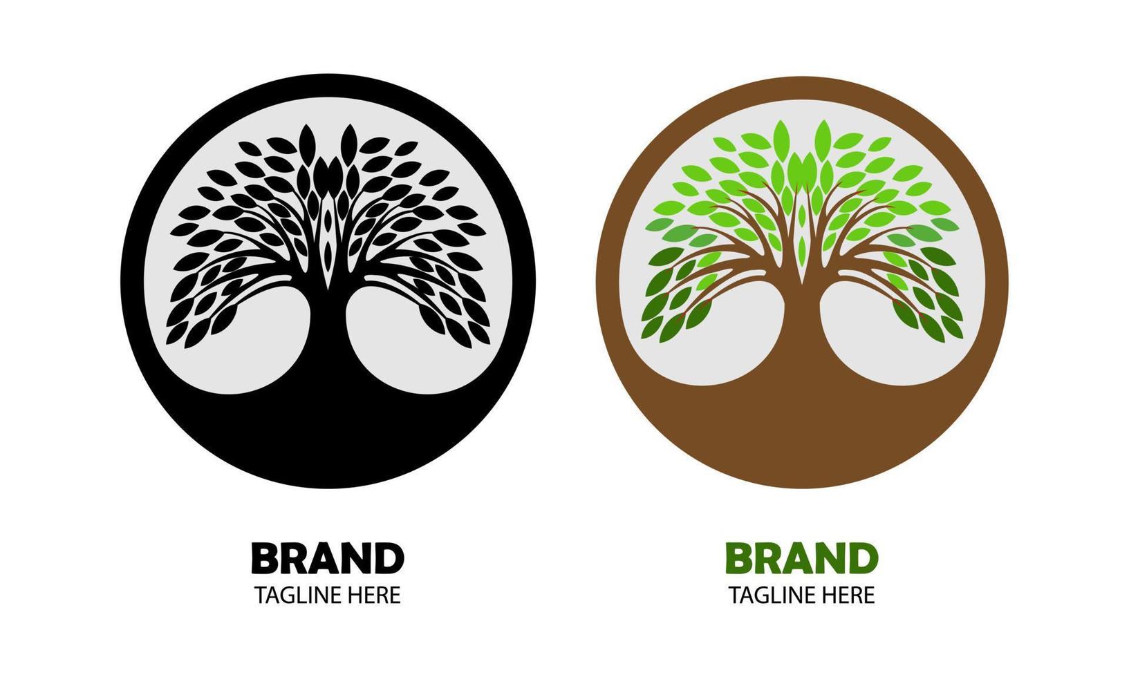 twee bomen, zwart en bruin icoon logo vector