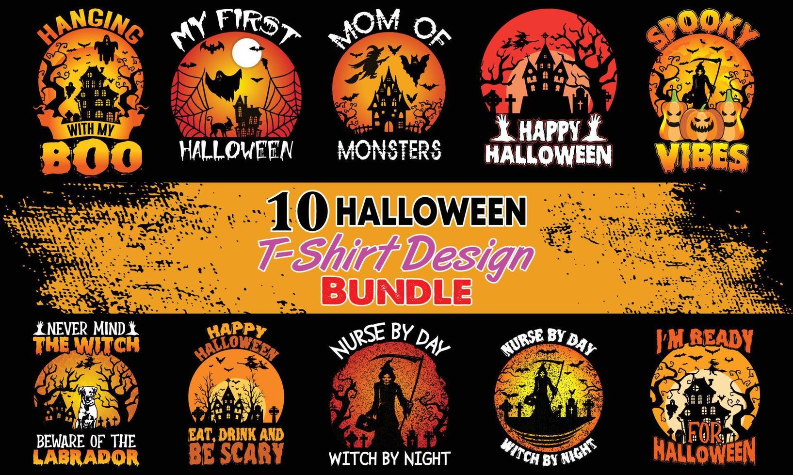 top tien halloween t-shirt ontwerp bundel. halloween t-shirt ontwerp bundel, gemakkelijk naar afdrukken voor alle doeleinden voor Heren, Dames, en kinderen vector