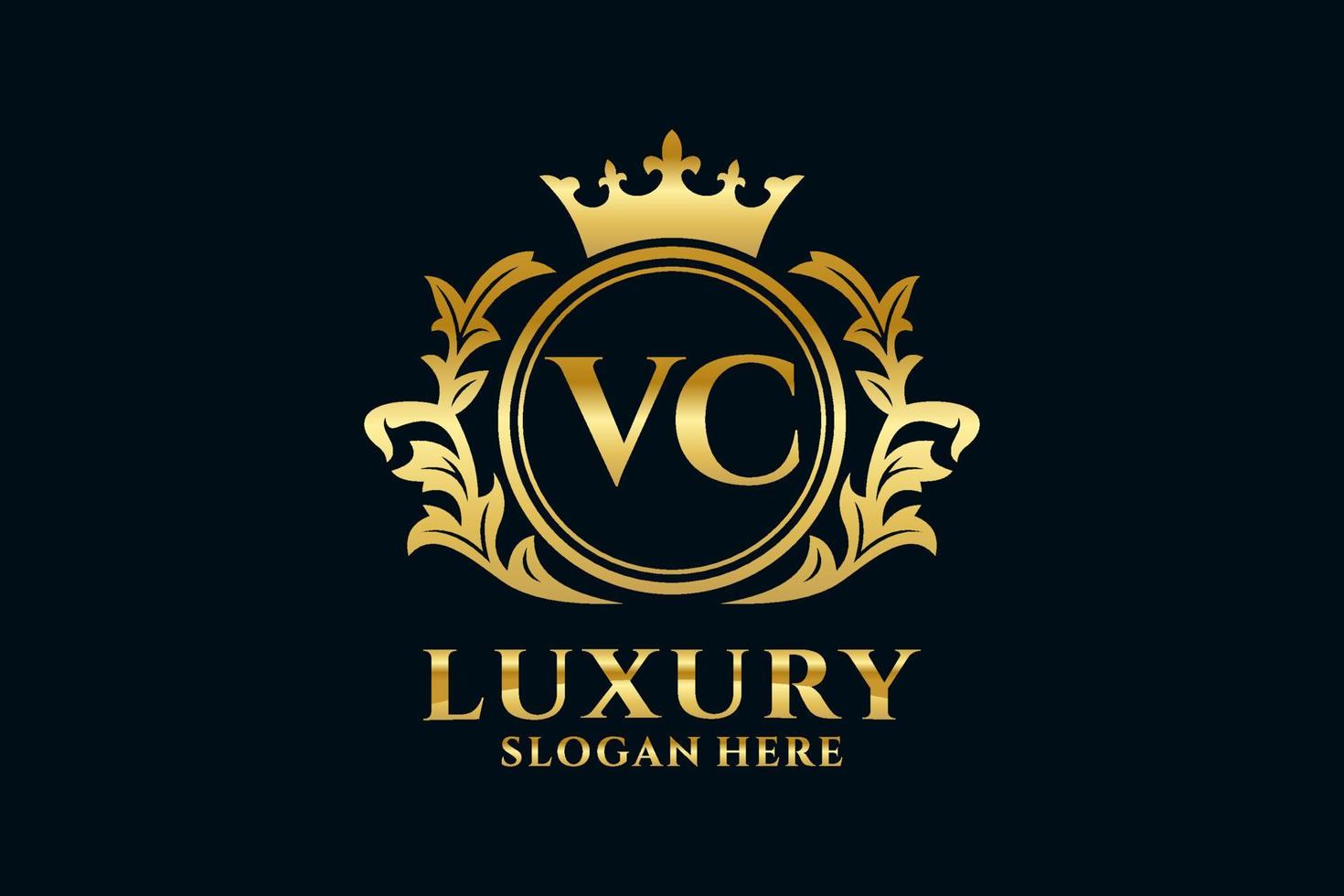 eerste vc brief Koninklijk luxe logo sjabloon in vector kunst voor luxueus branding projecten en andere vector illustratie.