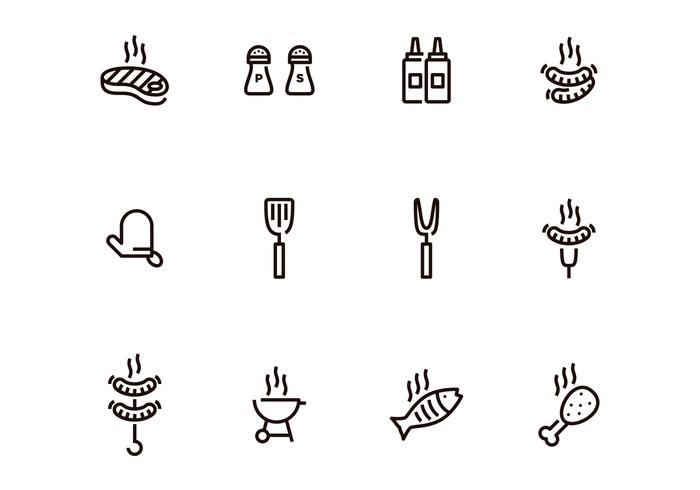 Barbecue icon set vector