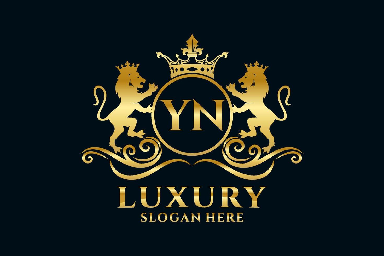 eerste yn brief leeuw Koninklijk luxe logo sjabloon in vector kunst voor luxueus branding projecten en andere vector illustratie.