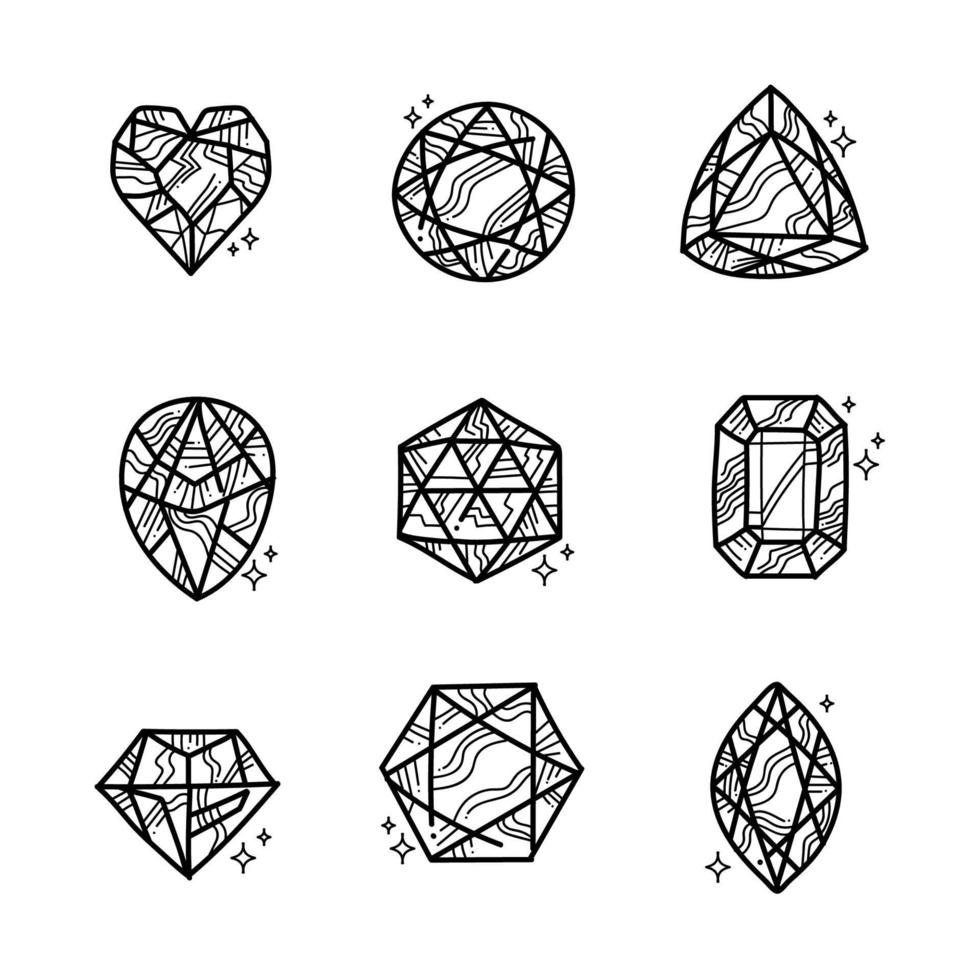 koel edelstenen Kristallen sticker tatoeëren vector