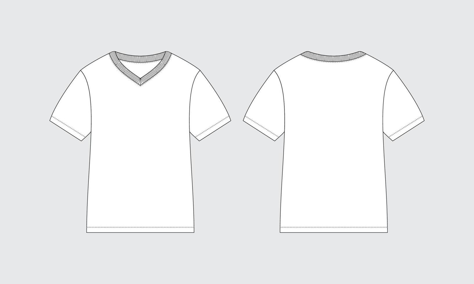 v nek t-shirt kort mouwen technisch mode illustratie vector