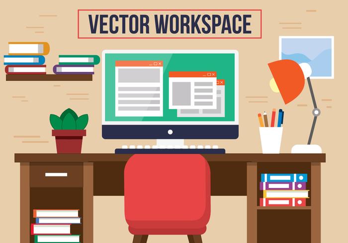 Gratis Red Chair Office Vector Desk