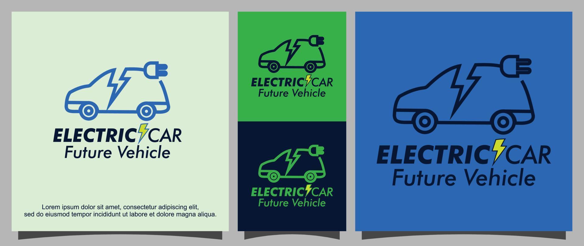 elektrisch auto accu opladen station logo sjabloon vector