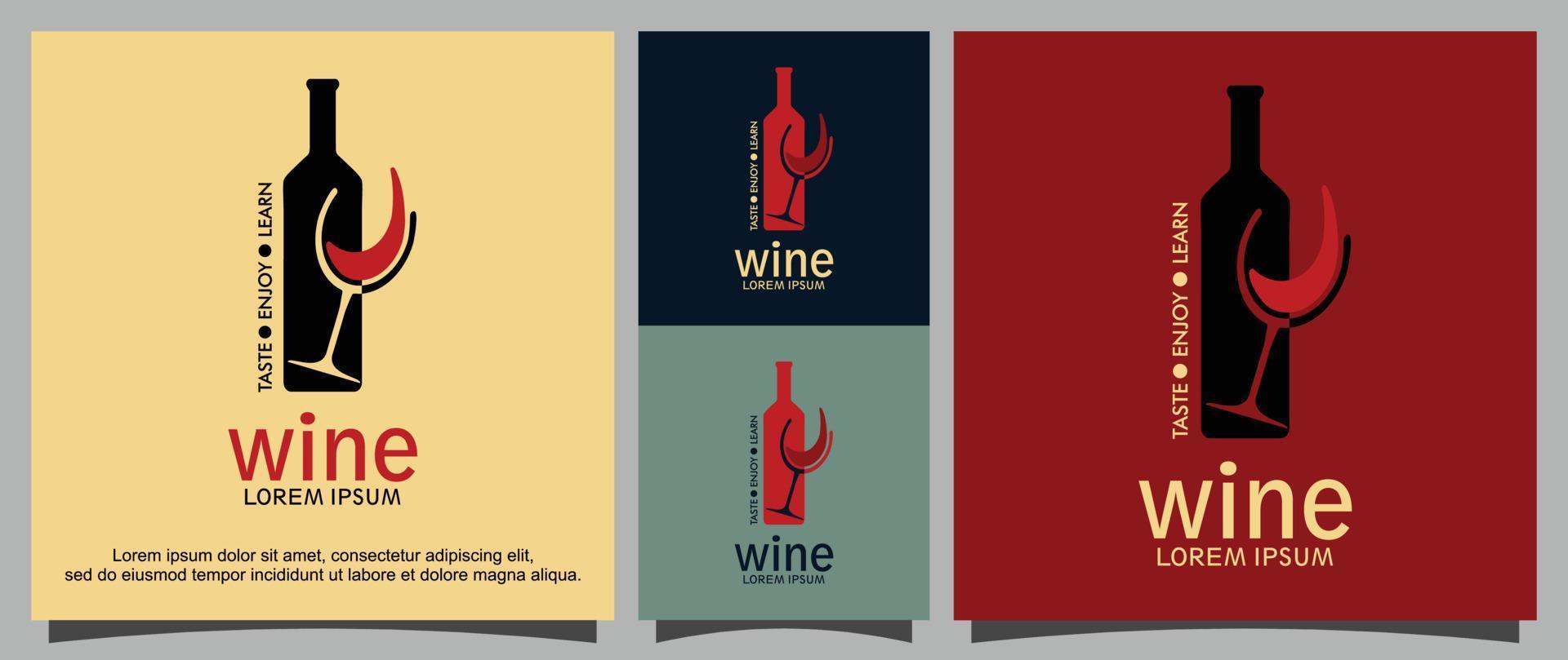 wijn fles en glas logo sjabloon vector