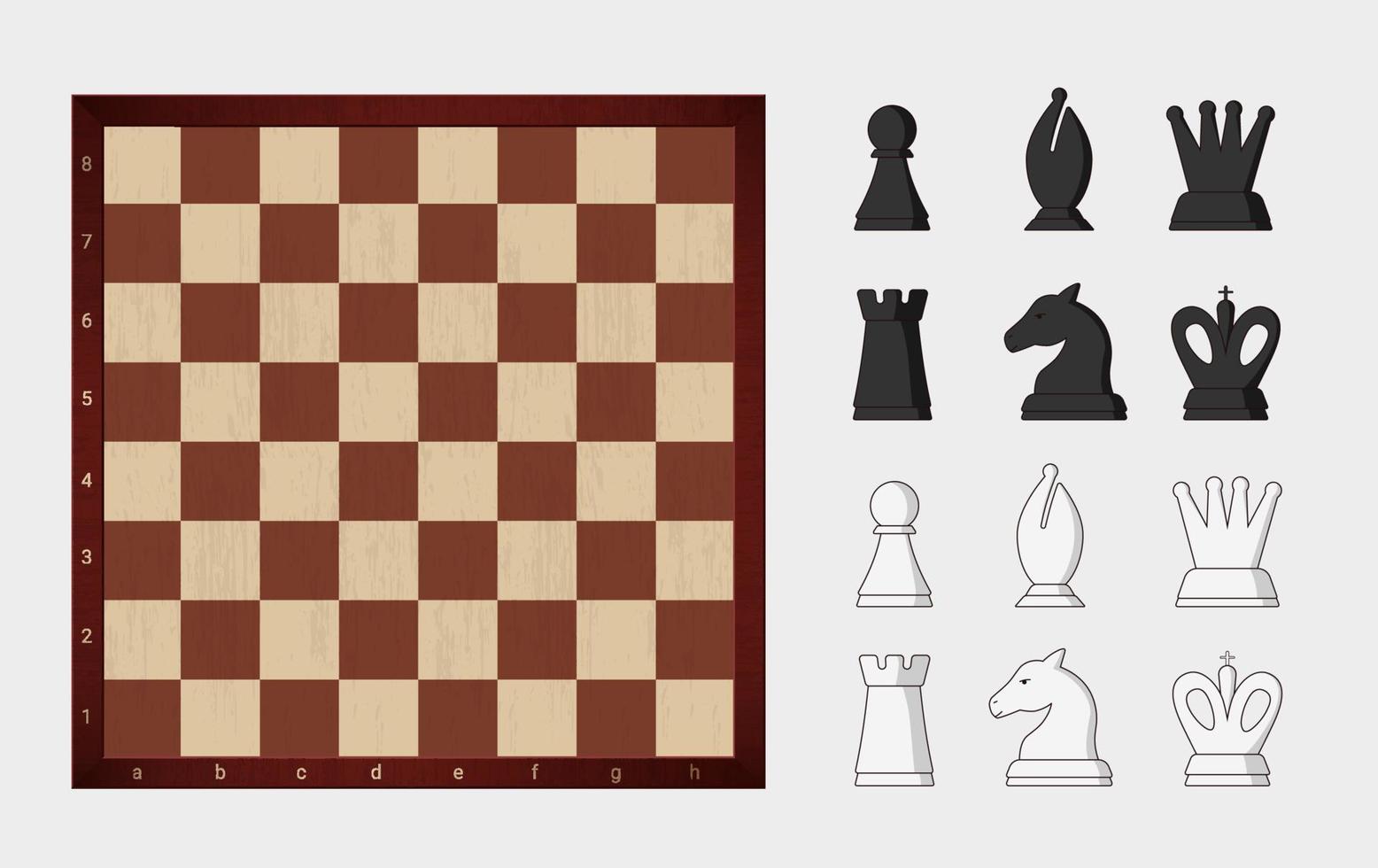 leeg schaak bord met spel stukken sjabloon vector