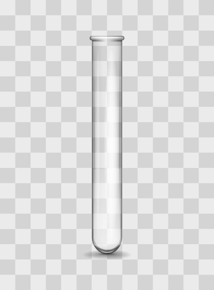 glas test buis geïsoleerd sjabloon. transparant langwerpig fles voor chemisch en medisch Onderzoek onderwerpen voor biovloeistof monster en farmaceutisch vector experimenten.
