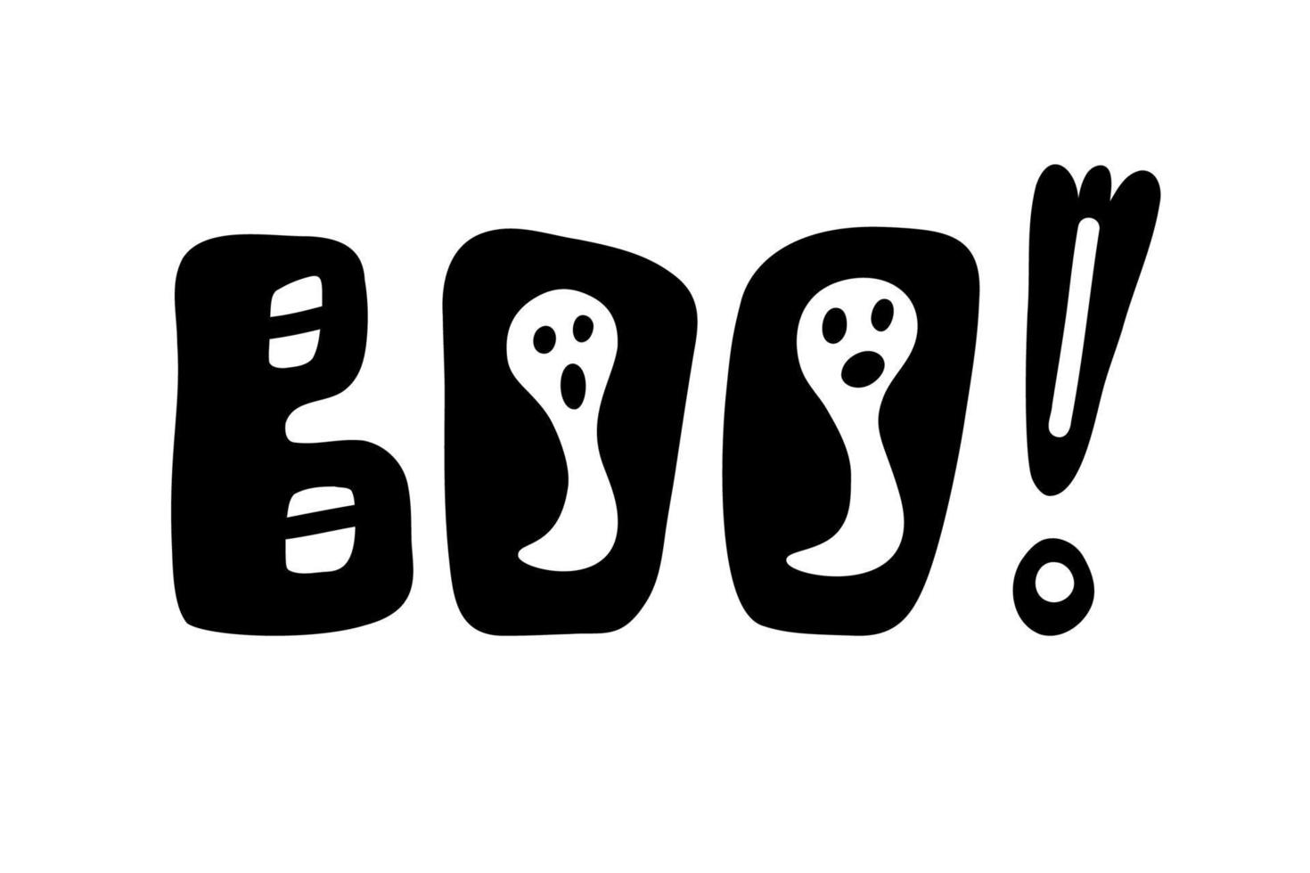 boe. halloween belettering met geest. vector