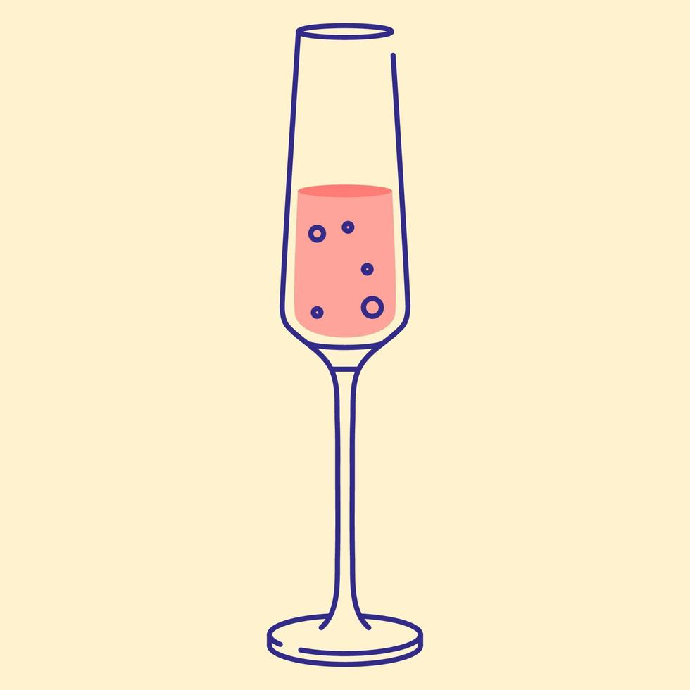 Champagne glas icoon vector illustratie, vlak ontwerp