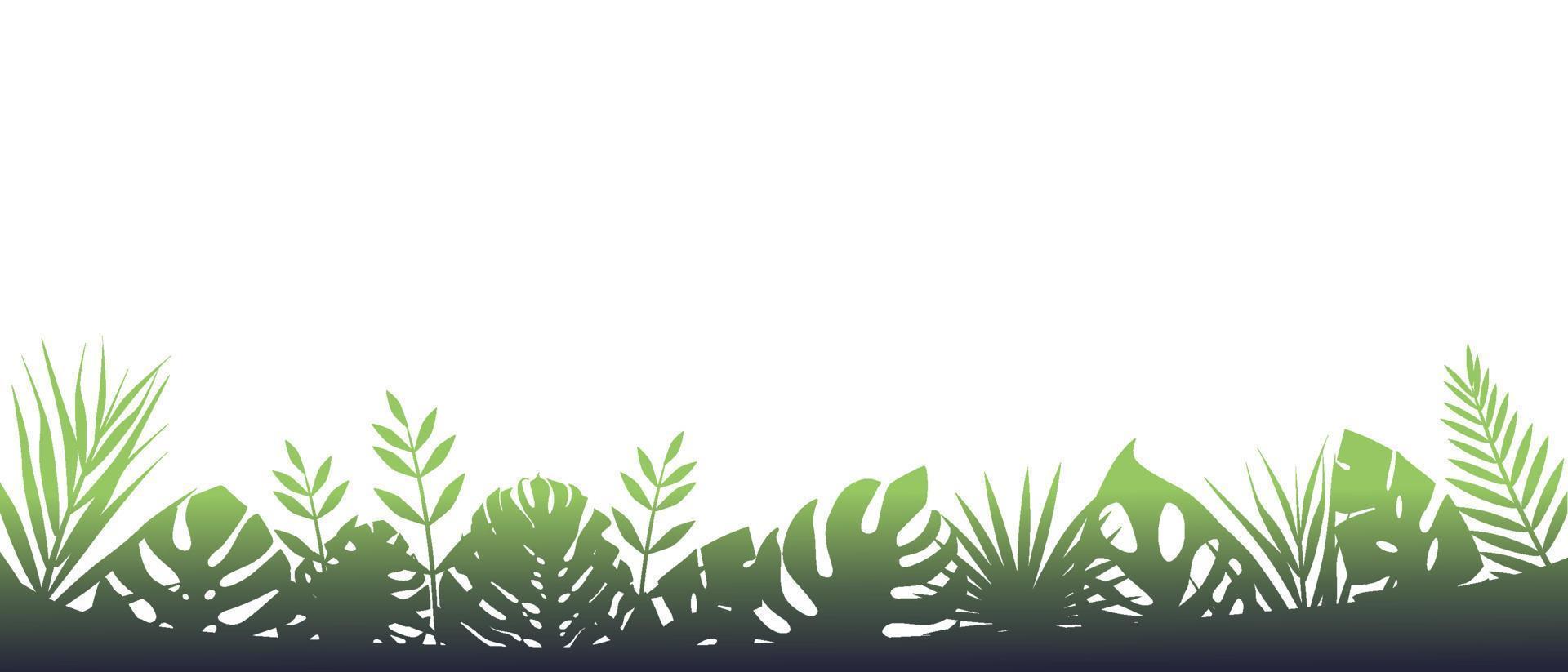 groen varen achtergrond in mist. horizontaal decoratie van regenwouden na regen bloemen botanisch achtergrond met elegant wazig varen bladeren wild natuurlijk gazon in verzadigd vector. vector