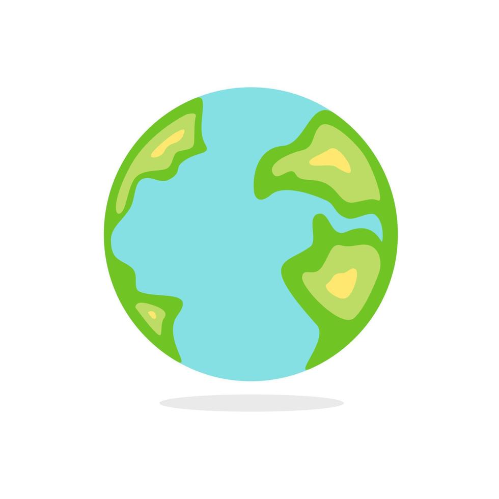tekenfilm planeet aarde. gemakkelijk wereldbol met blauw zeeën en groen continenten vector
