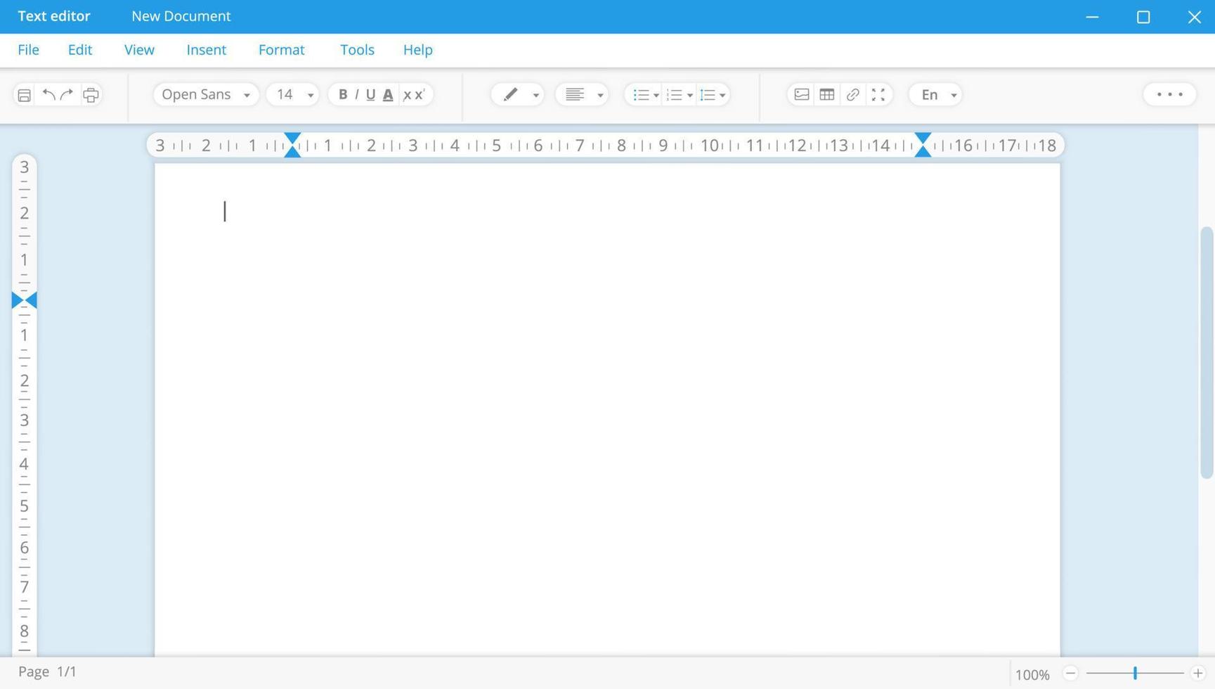 tekst editor in wit thema met blanco bladzijde. toepassing voor documentatie en digitaal correctie met gebruiker vriendelijk koppel voor kantoor arbeiders en vector schrijvers.