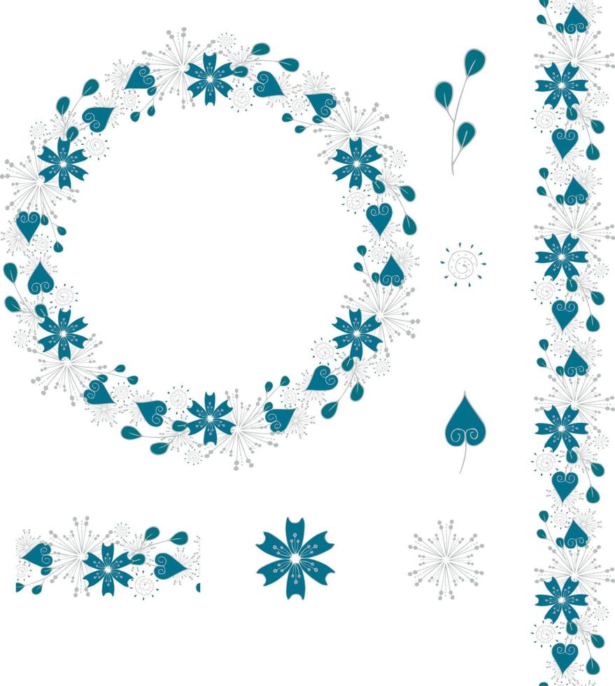 cirkel van winter bloemen.krans.border. vector