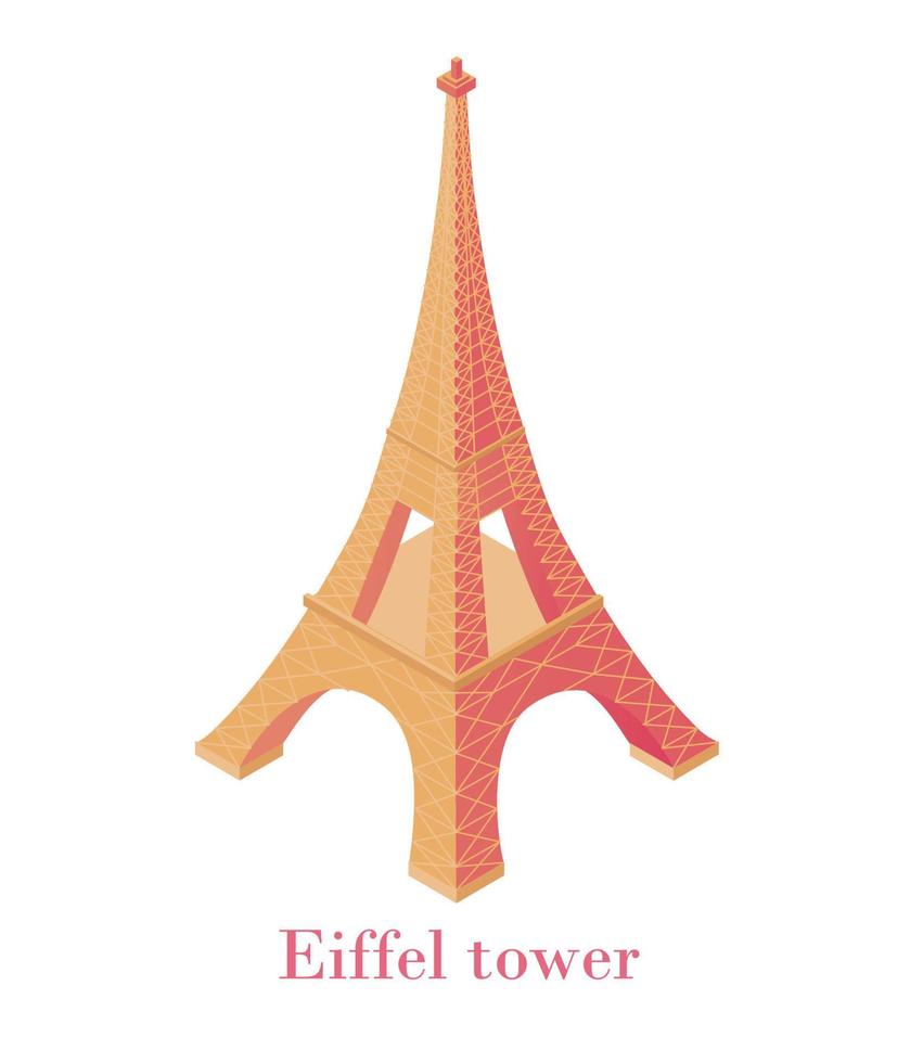 eiffel toren isometrisch. bouwkundig zich afvragen van wereld symbool Parijs historisch monument naar wijnoogst kunst. vector