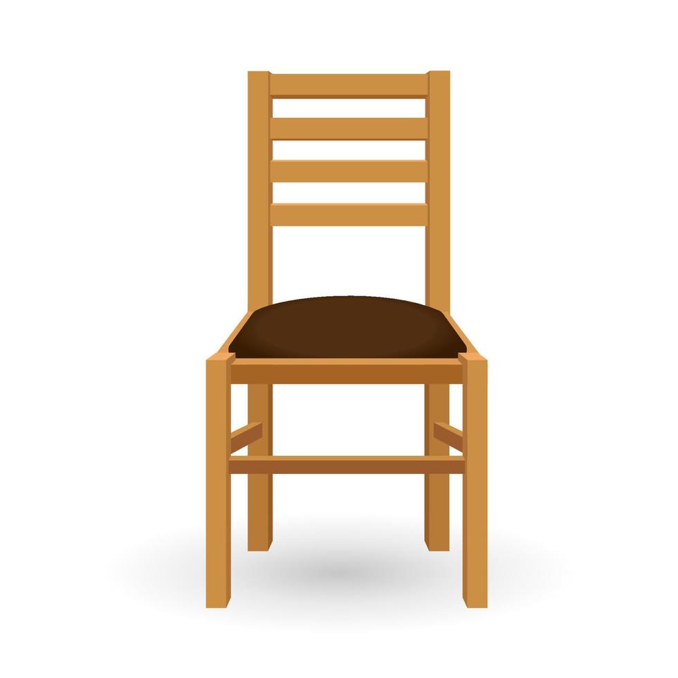 houten stoel voorkant visie. klassiek comfortabel meubilair met zacht bruin stoel vector