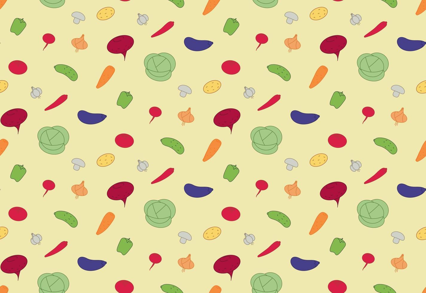 naadloos patroon van groenten. veganistisch voedsel vector achtergrond voor keuken kleren, cafe interieur, restaurant