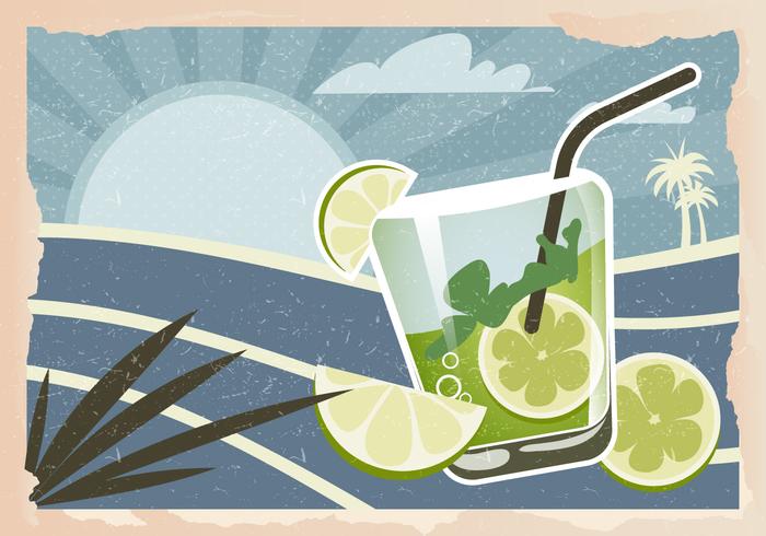 Retro Caipirinha Achtergrond Vector