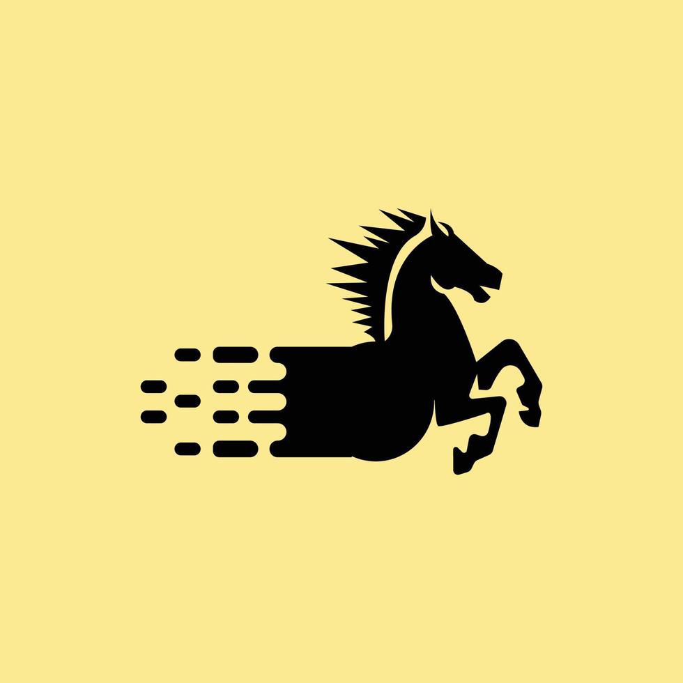 gemakkelijk zwart rennen paard vector logo