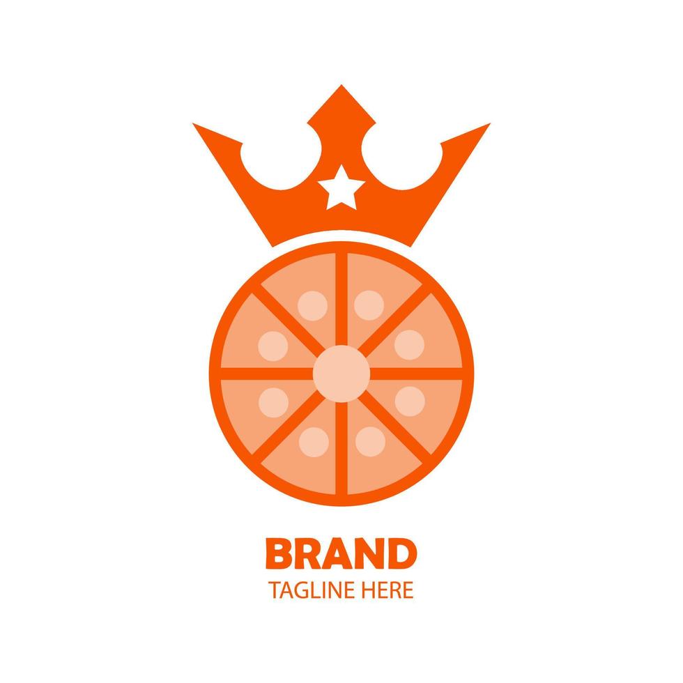 oranje fruit, Aan het is een koning kroon blad icoon logo vector