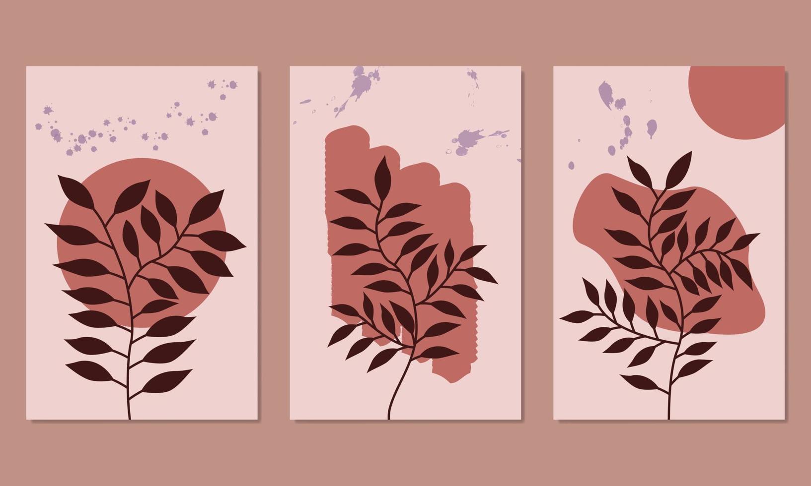 abstract bladeren kunst. botanisch muur kunst reeks verzameling. vector illustratie. eps 10.