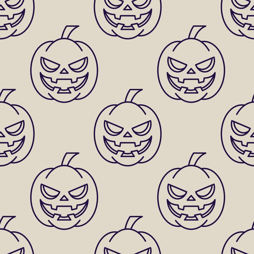 halloween concept. levendig vector naadloos patroon van griezelig pompoen Aan licht beige achtergrond. perfect voor inpakken, achtergronden, ansichtkaarten, web plaatsen, winkels