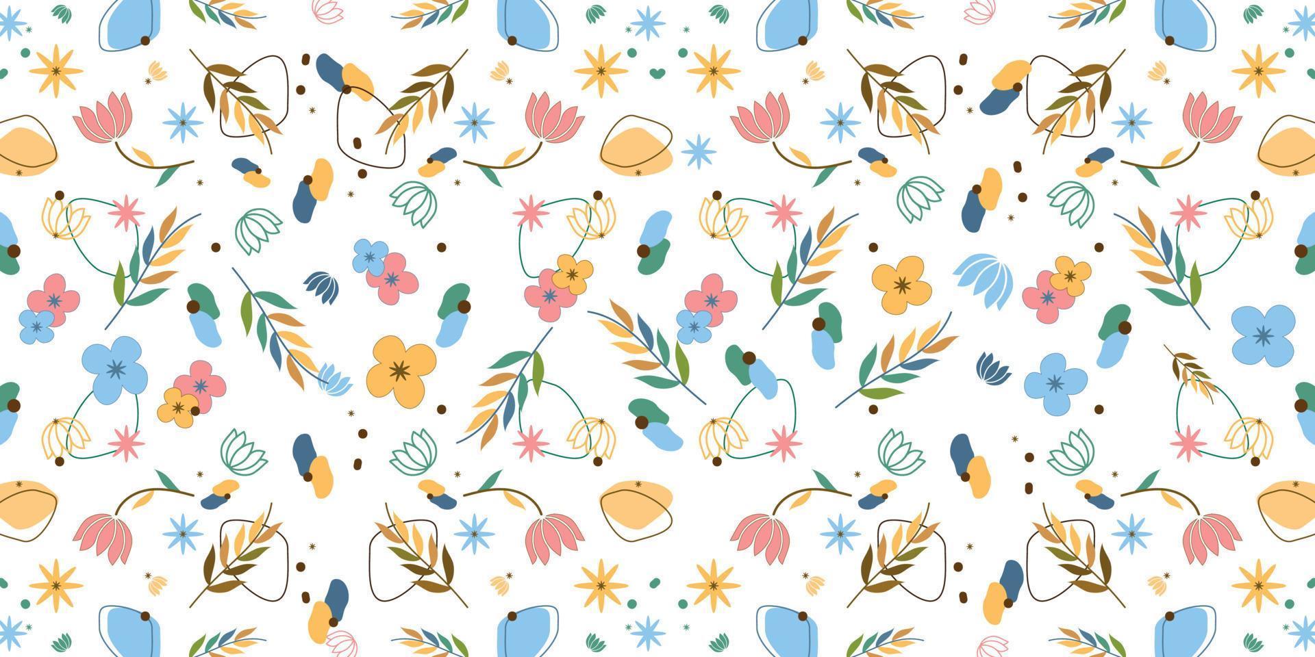 kleurrijk vlak abstract sier- bloemen naadloos patroon achtergrond vector