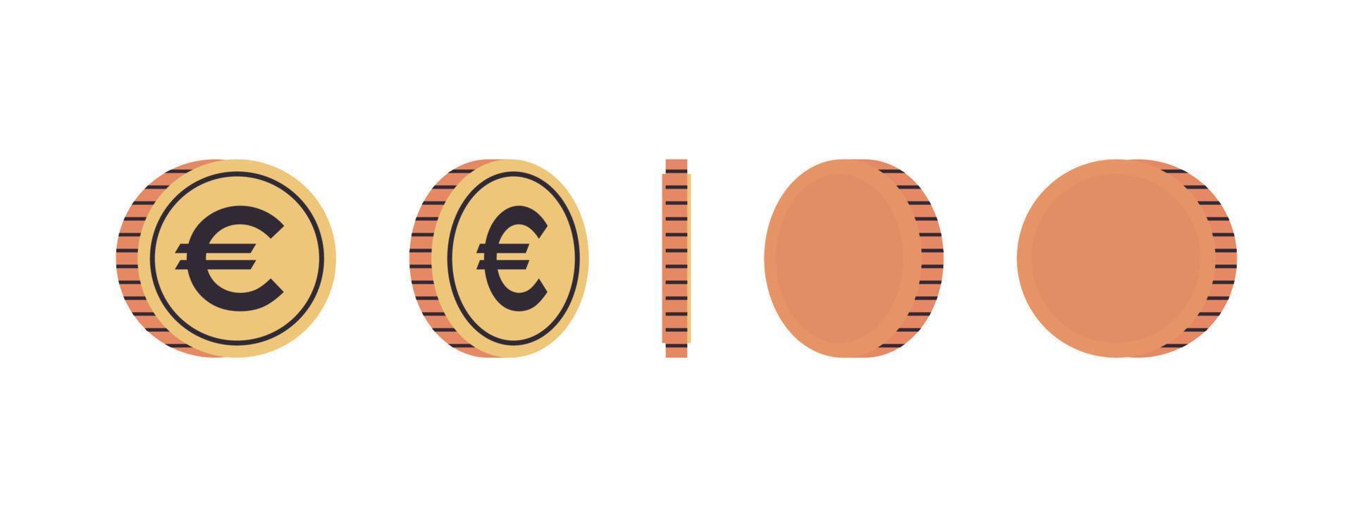 Internationale valuta munten en goud munten Bij verschillend agles van omwenteling concept vol lengte vlak vector illustratie.