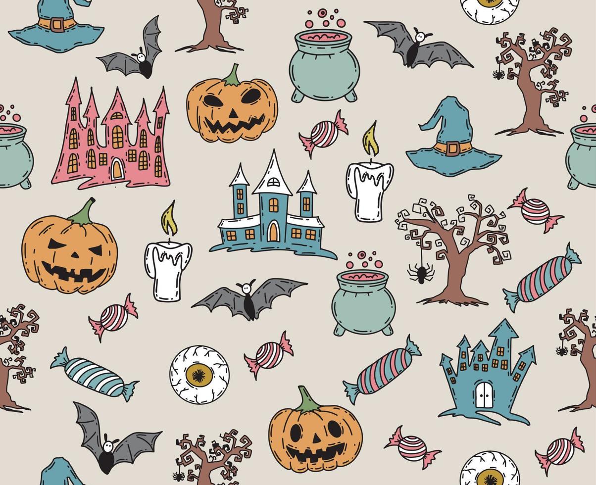 halloween symbolen handgetekende illustraties vector