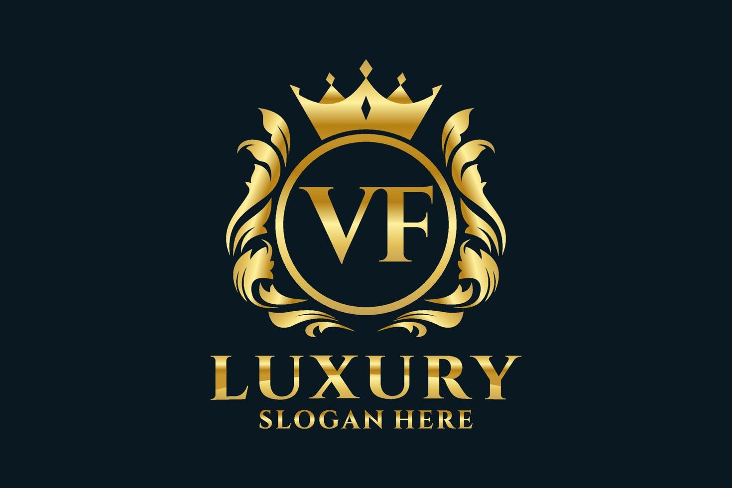 eerste vf brief Koninklijk luxe logo sjabloon in vector kunst voor luxueus branding projecten en andere vector illustratie.
