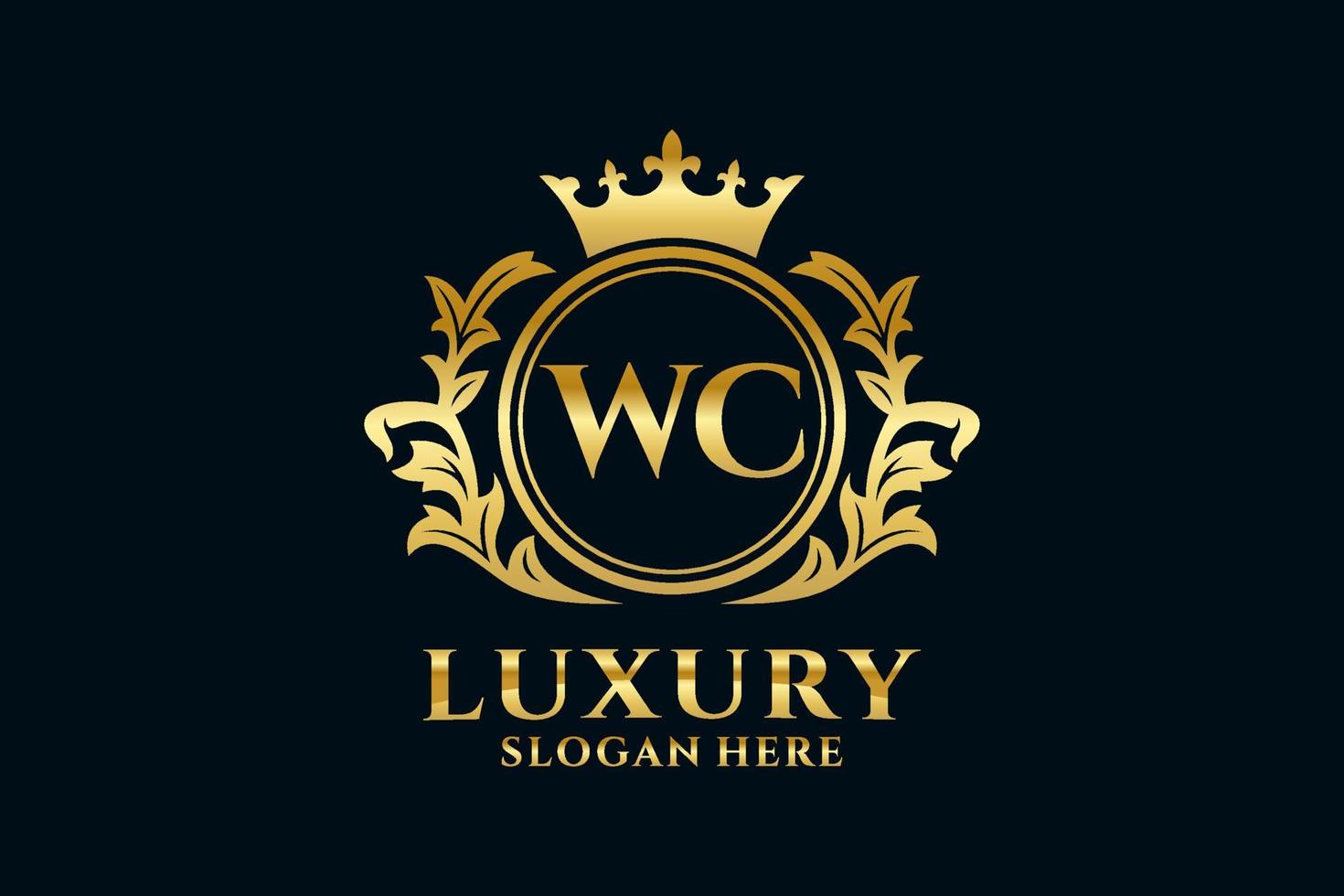 eerste wc brief Koninklijk luxe logo sjabloon in vector kunst voor luxueus branding projecten en andere vector illustratie.