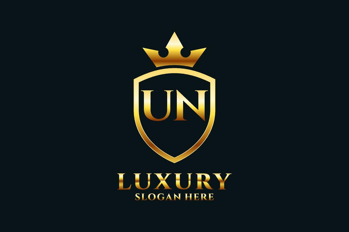 eerste un elegant luxe monogram logo of insigne sjabloon met scrollt en Koninklijk kroon - perfect voor luxueus branding projecten vector