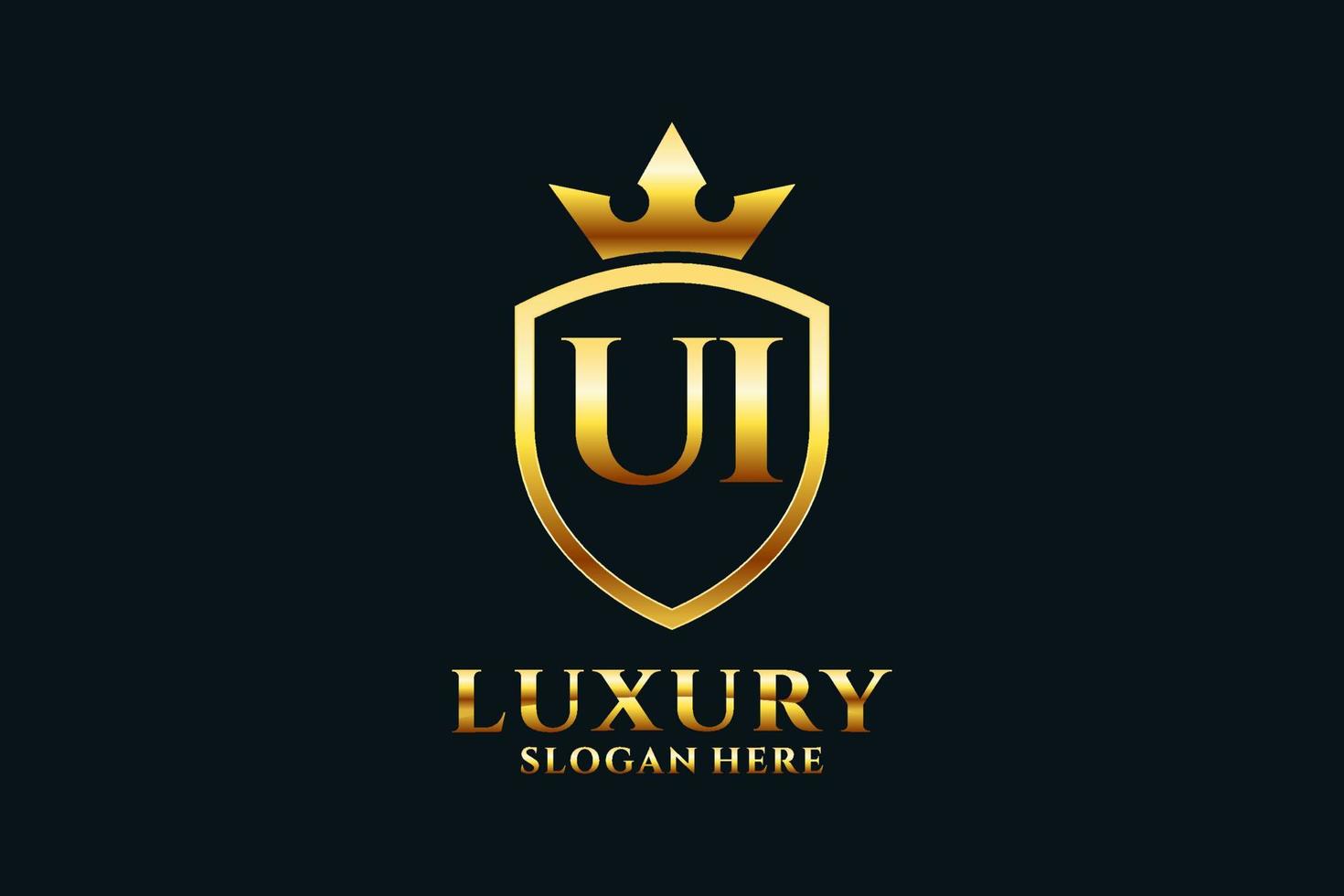 eerste ui elegant luxe monogram logo of insigne sjabloon met scrollt en Koninklijk kroon - perfect voor luxueus branding projecten vector