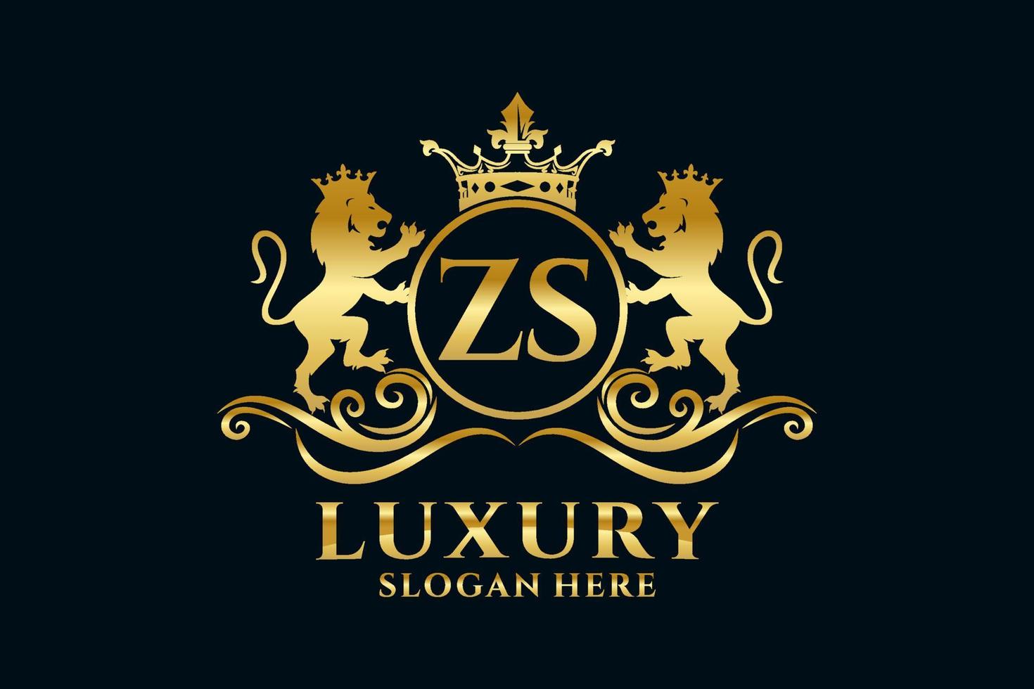 eerste zs brief leeuw Koninklijk luxe logo sjabloon in vector kunst voor luxueus branding projecten en andere vector illustratie.