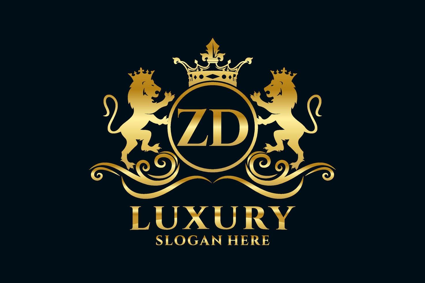 eerste zd brief leeuw Koninklijk luxe logo sjabloon in vector kunst voor luxueus branding projecten en andere vector illustratie.