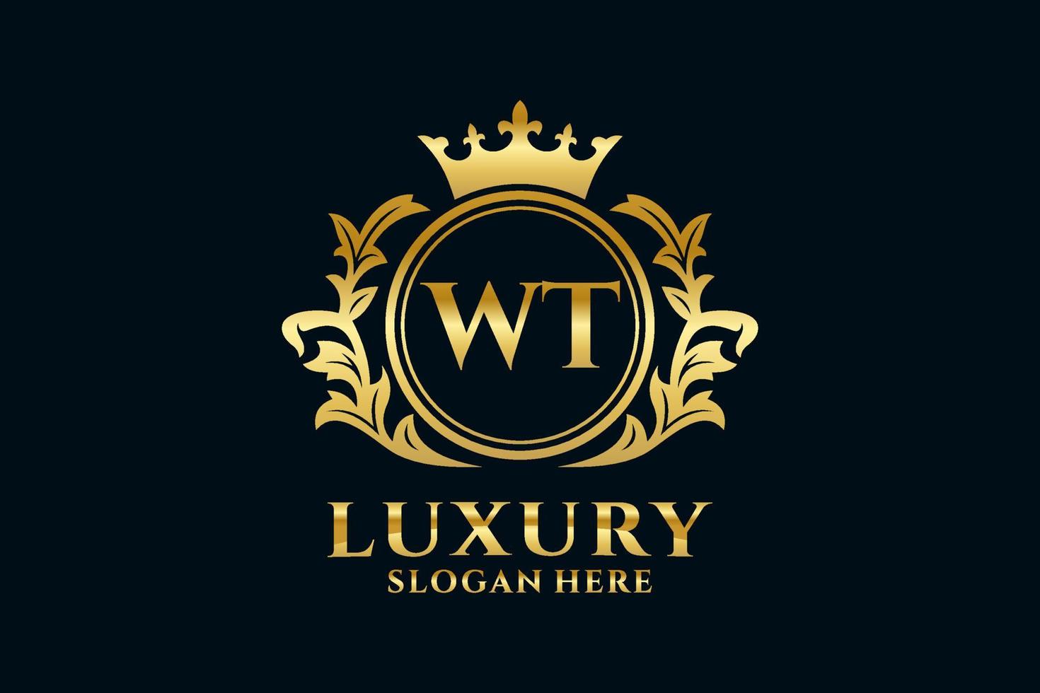 eerste wt brief Koninklijk luxe logo sjabloon in vector kunst voor luxueus branding projecten en andere vector illustratie.