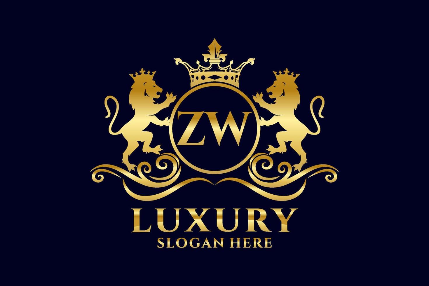 eerste zw brief leeuw Koninklijk luxe logo sjabloon in vector kunst voor luxueus branding projecten en andere vector illustratie.