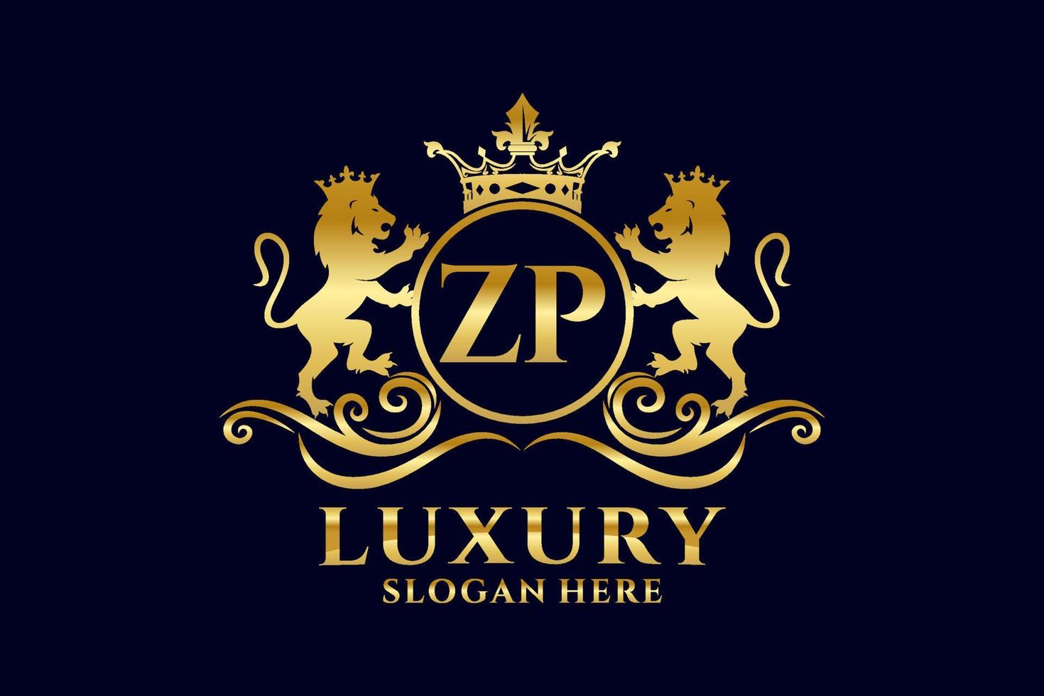 eerste zp brief leeuw Koninklijk luxe logo sjabloon in vector kunst voor luxueus branding projecten en andere vector illustratie.